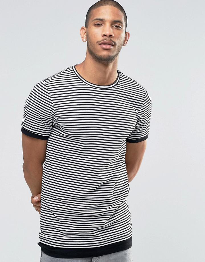 Asos Longline Muscle T-shirt In Stripe Rib