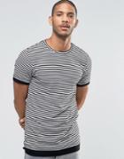 Asos Longline Muscle T-shirt In Stripe Rib