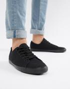 Asos Design Lace Up Plimsolls In Black With Black Sole - Black