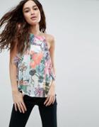 Asos Cami With Square Neck In Cutabout Chinoserie Print - Multi