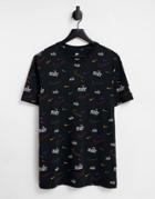 Nike Swoosh 50 All Over Logo Print T-shirt In Black