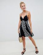 Asos Design Lace Insert Daisy Print Sundress - Multi