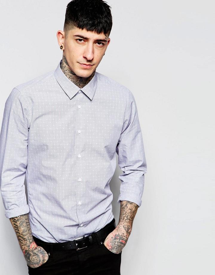 Devil's Advocate Formal Square Print Slim Fit Shirt - Red