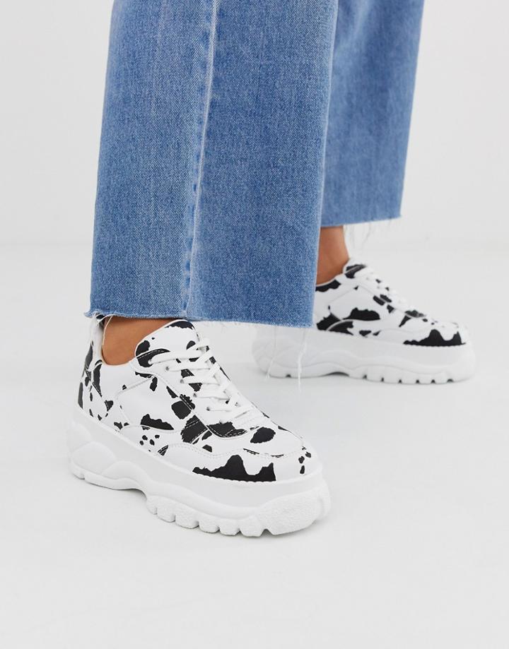 Asos Design Denmark Chunky Sneakers In Cow Print-multi
