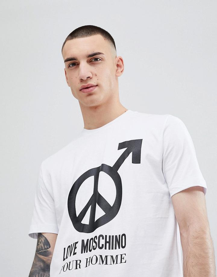 Love Moschino T-shirt In White With Homme Logo - White