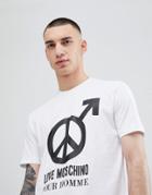 Love Moschino T-shirt In White With Homme Logo - White