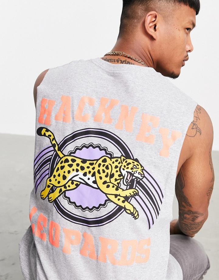 New Love Club Hackney Leopards Tank In Sport Gray-grey