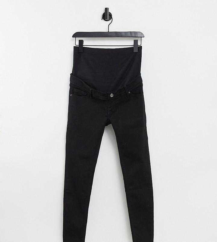 Topshop Maternity Overbump Jamie Skinny Jeans In Pure Black