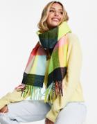 French Connection Check Fringe Scarf In Multi