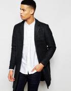 Pull & Bear Overcoat In Wool Blend - Charcoal