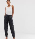 Asos Design Tall Tapered Leather Look Pants-black