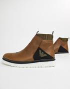 Emporio Armani Zur Distressed Leather Boot In Tan - Tan