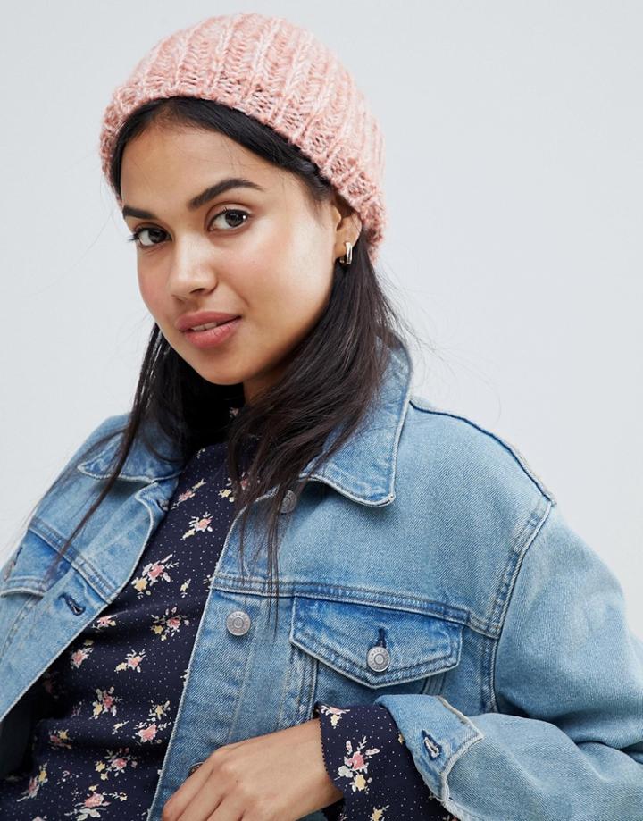 Brave Soul Knitted Rose Hat - Pink