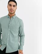 Asos Design Slim Fit Oxford Shirt In Sage Green
