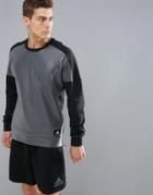 Adidas Athletics Crewneck Sweatshirt With Size Zip In Black Bs4853 - Black