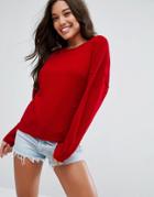 Asos Sweater With Batwing Sleeves - Red