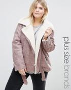 Alice & You Faux Shearling Aviator Jacket - Purple