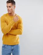 Selected Homme Knitted Sweater In 100% Lambswool - Yellow