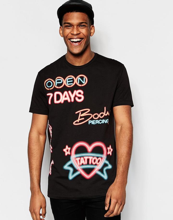 Love Moschino Neon Sign T-shirt - Black