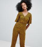 Monki Leopard Print Jumpsuit In Brown