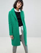 River Island Textured Car Coat-green