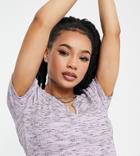 Asos Design Petite Fitted Crop Top With Notch Neck In Lilac & Black Heather Rib-multi