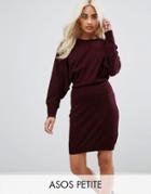Asos Petite Knitted Mini Dress With Batwing Sleeve - Red