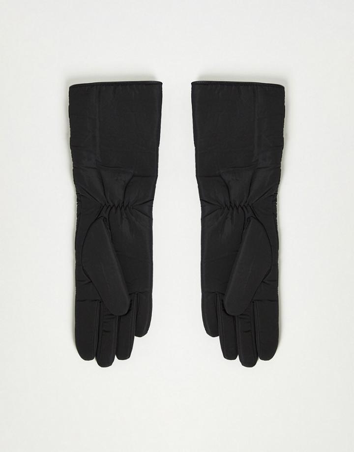 Asos Design Long Quilted Gloves In Black