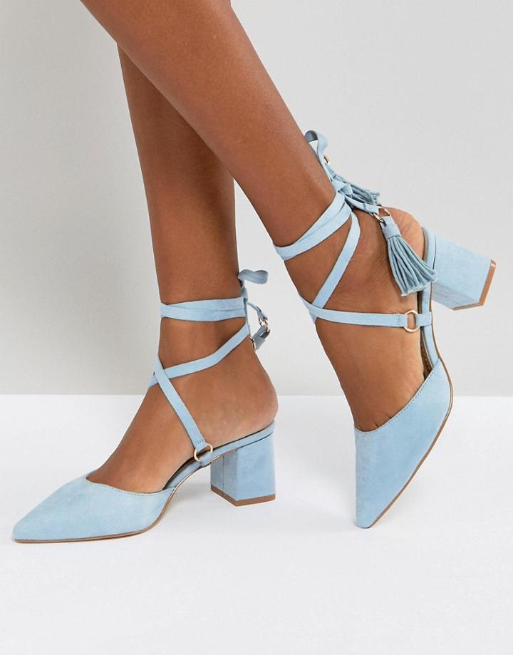 Raid Kiley Light Blue Mid Heeled Tassel Shoes - Blue