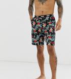 Asos Design Lounge Pyjama Short With Cartoon Space Print And Branded Waistband-black