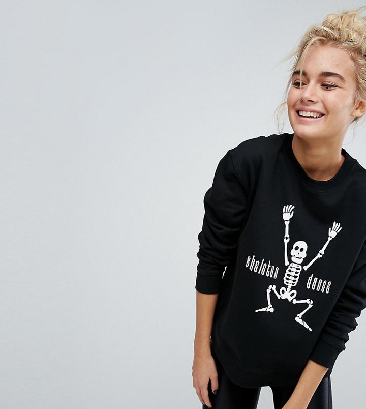 Monki Halloween Skeleton Sweatshirt - Black