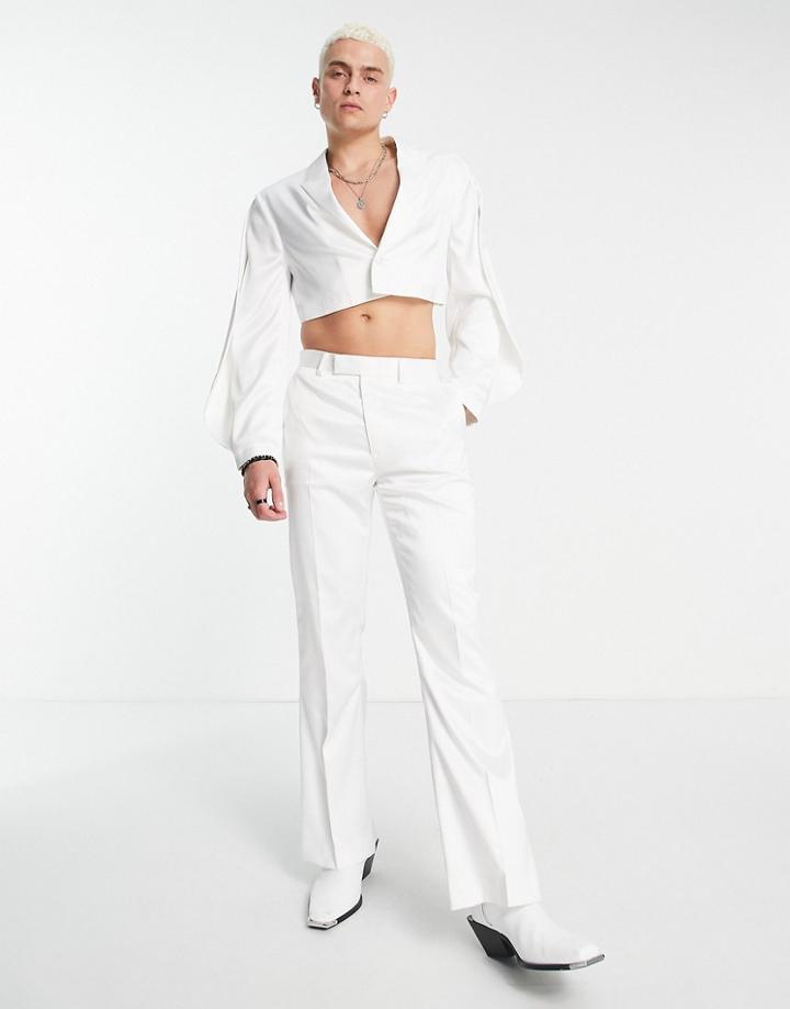 Asos Design Skinny Flare Suit Pants In White