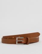 Asos Smart Super Skinny Belt In Tan Faux Leather - Tan