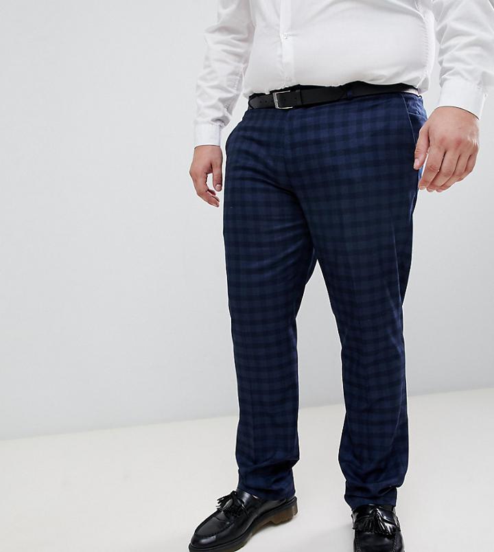 Farah Hurstleigh Skinny Fit Check Suit Pants In Navy - Blue
