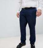 Farah Hurstleigh Skinny Fit Check Suit Pants In Navy - Blue