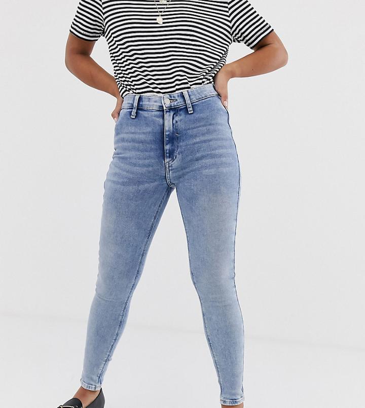River Island Petite Kaia Skinny Jeans In Light Wash-blues
