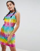 Asos Tie Dye Bodycon Mini Dress With Cut Out Detail - Multi