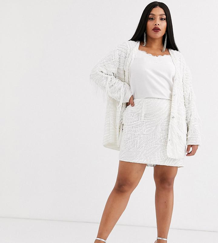 Asos Edition Curve Beaded Fringe Oversized Jacket