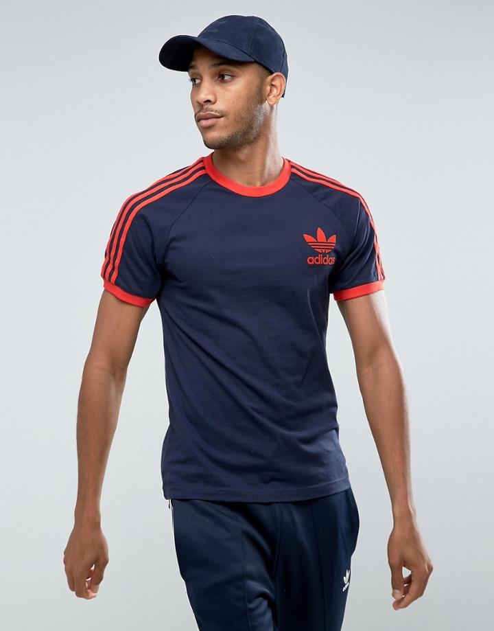Adidas Originals California T-shirt In Blue Bq1878 - Blue