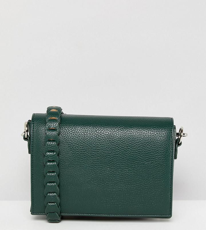 Street Level Minimal Cross Body With Whipstitch Strap In Forest Green - Green