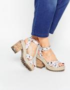 Asos Take It On Chunky Heeled Sandals - Floral Print