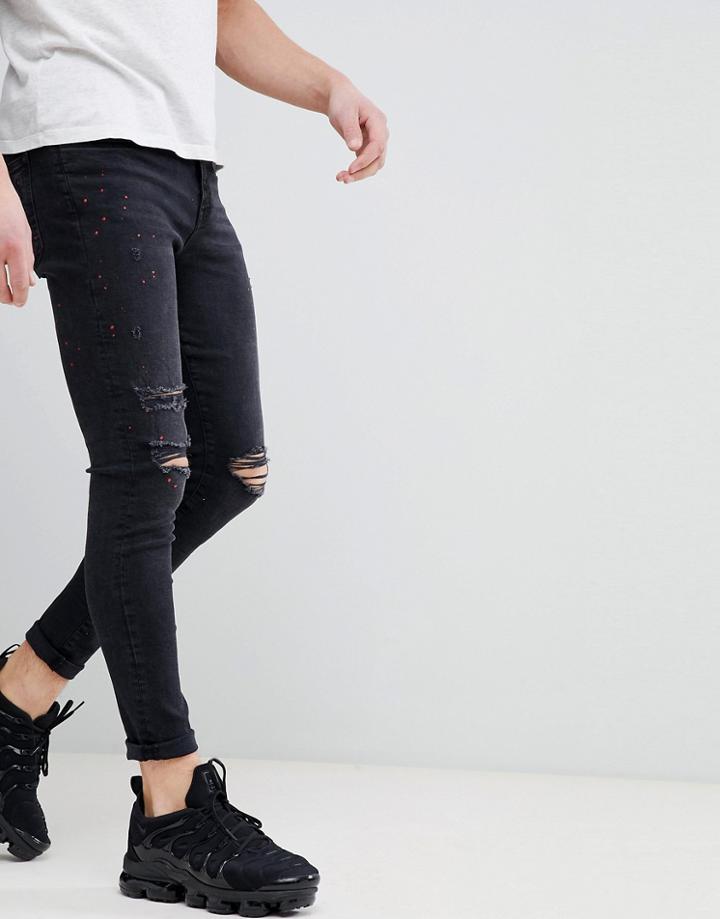 Good For Nothing Muscle Fit Jeans With Knee Rips In Black - Black