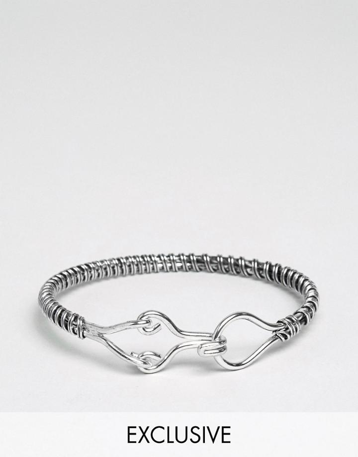 Sacred Hawk Industrial Arm Bangle - Silver
