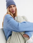 Ax Paris V-neck Cropped Sweater In Blue