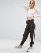 Asos Lounge Co Ord Knitted Joggers With Contrast Stripe - Green