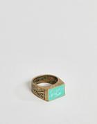 Classics 77 Signet Ring In Gold With Green Epoxy - Gold