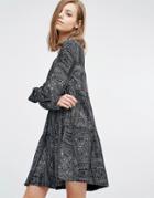 Ba & Sh Mimsy Smock Dress In Geometric Print - Black
