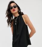 Na-kd Ruched Neck Sleeveless Top In Black - Black