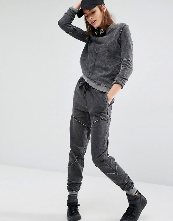 First Base Stone Wash Jogger - Black