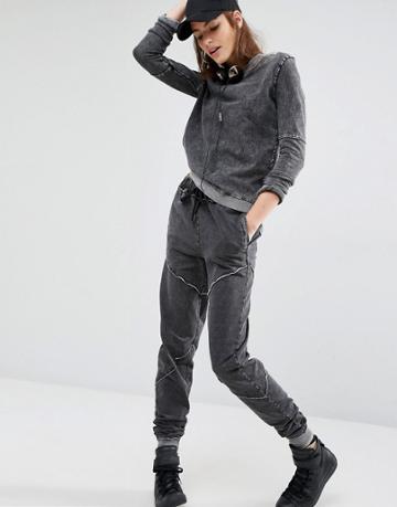 First Base Stone Wash Jogger - Black